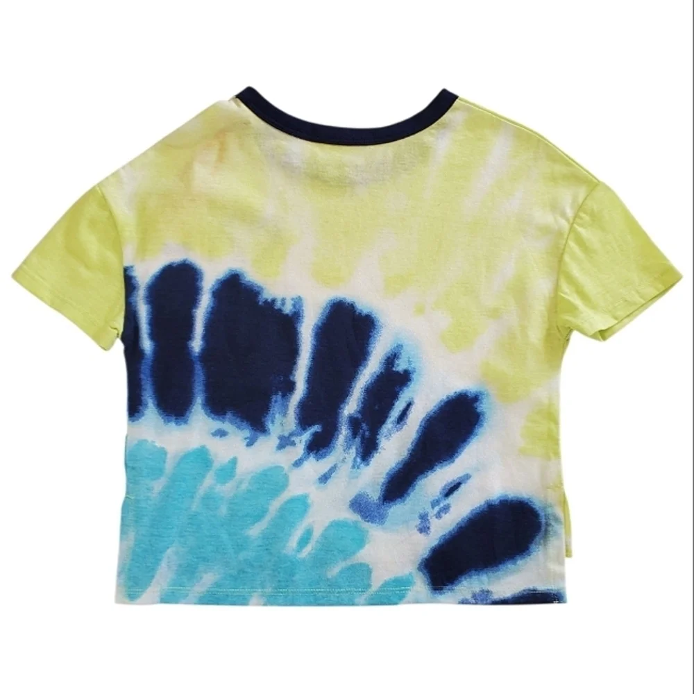 K1159 * Justice Girls Tie Dyed Tee Yellow Blue Size XS (5/6) NWT